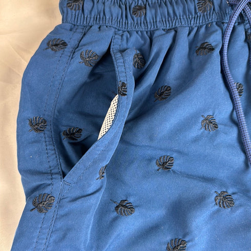 Blue Swim shorts with leaves
